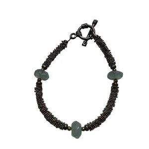 Handmade Sensory Bracelet silver beads‎ blue 8" fashion jewelry BBV-A